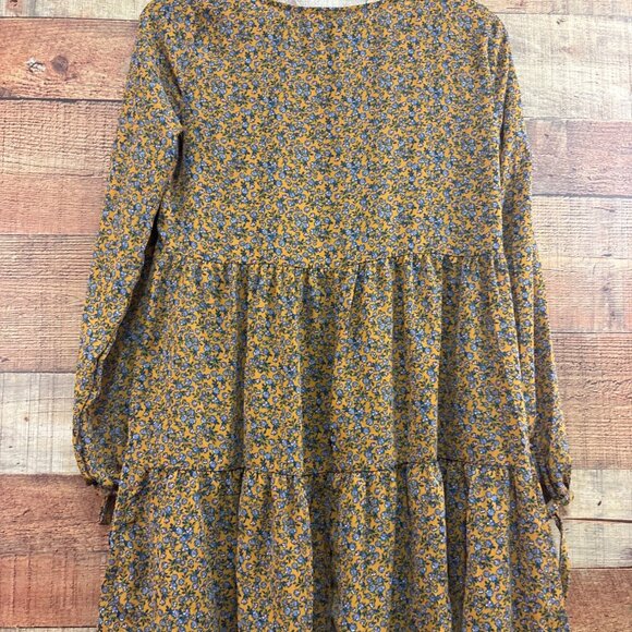 Wild Fable Womens Floral Tiered Mini Dress S Yellow/Blue - Picture 5 of 6
